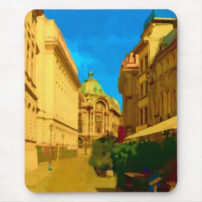 Bucharest Pallace Digital Painting Art Print Mouse Mat (Front)