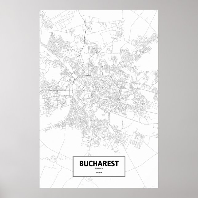 Bucharest, Romania (black on white) Poster (Front)