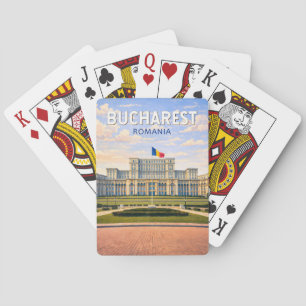 Bucharest Romania Illustration Travel Art Vintage Playing Cards
