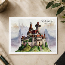 Bucharest Romania | Old Town Watercolor Art