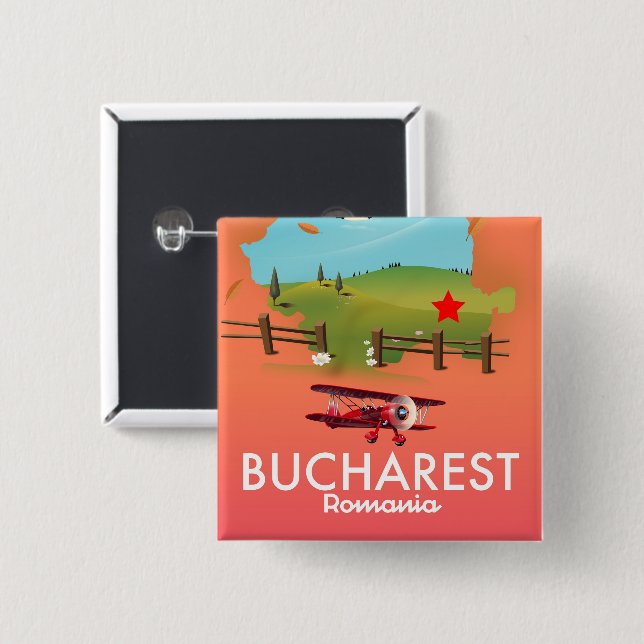 Bucharest Romania vacation map 15 Cm Square Badge (Front & Back)