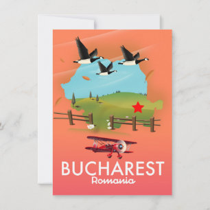 Bucharest Romania vacation map Invitation