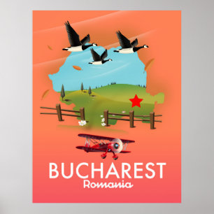 Bucharest Romania vacation map Poster