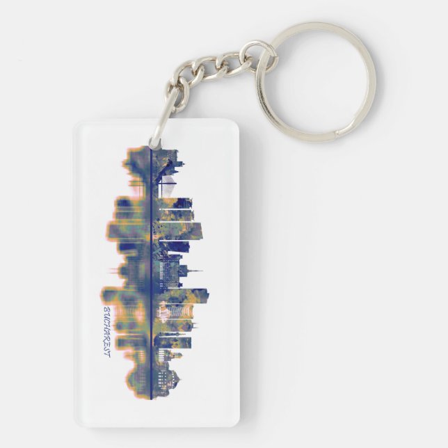 Bucharest Skyline Key Ring (Back)