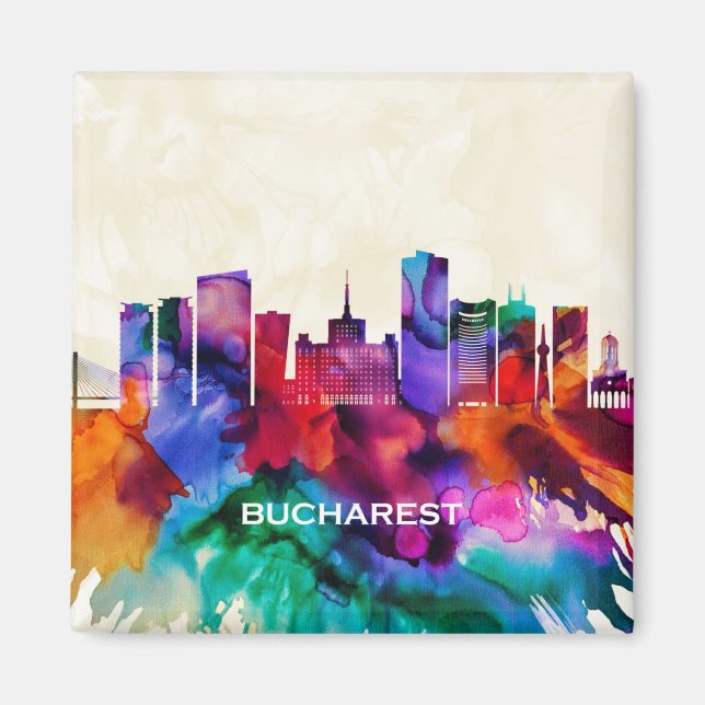 Bucharest Skyline Magnet (Front)