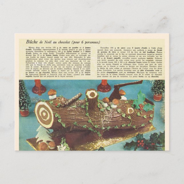 Buche de Noel, Christmas log Holiday Postcard (Front)