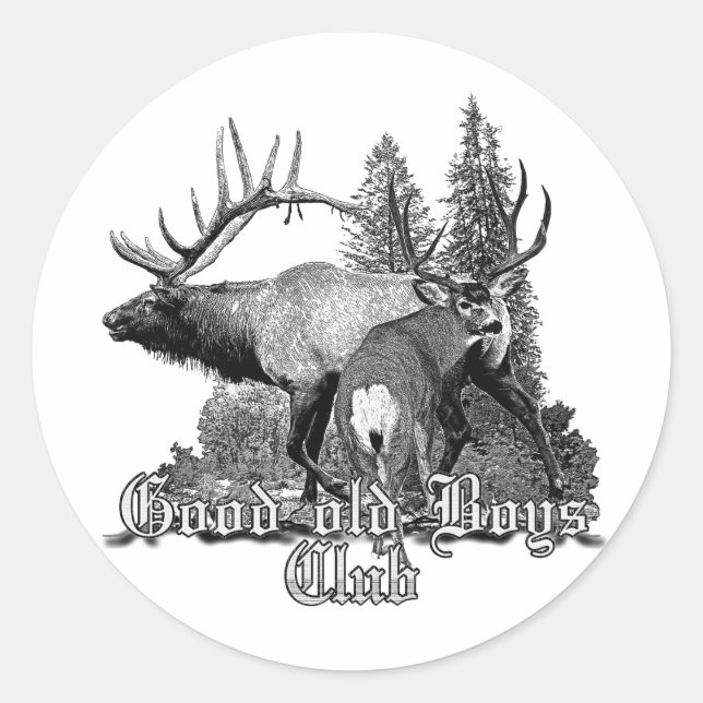 Buck and bull wildlife classic round sticker (Front)