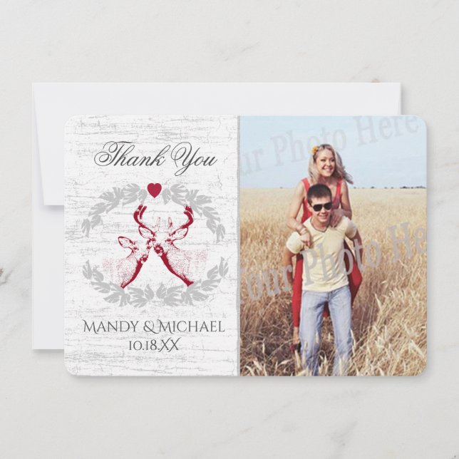 Buck and Doe Birch Photo Thank You (Front)