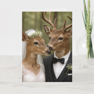 Buck and Doe Deer Wedding In Forest Card
