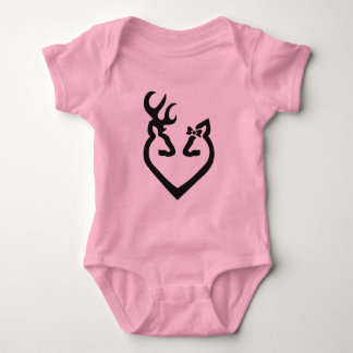 Buck and Doe Heart Love Black Baby Bodysuit