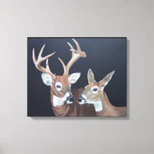 Buck and Doe Whitetail Deer Canvas Print