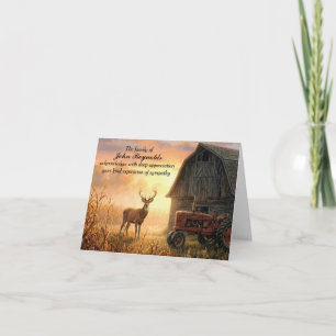 Buck and Farm Tractor Sympathy Thank You Card