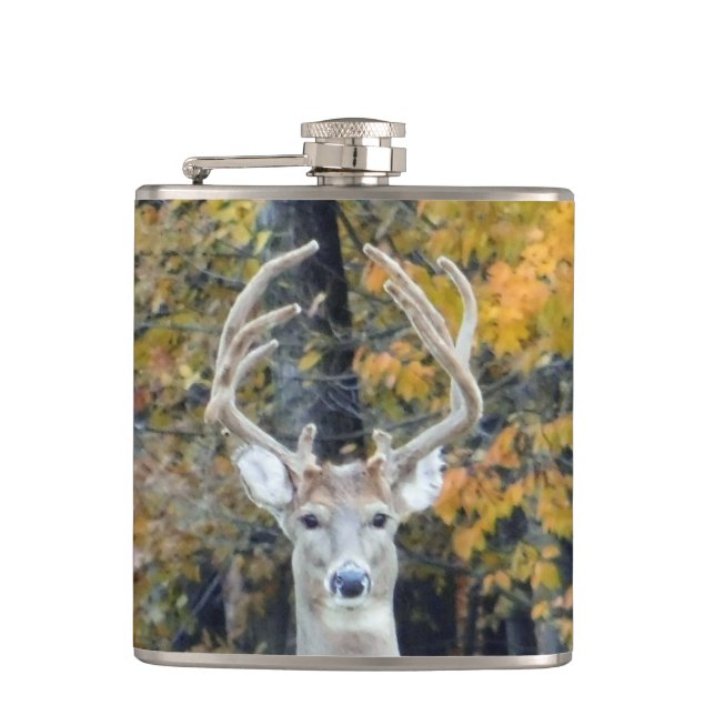 Buck Antlers Hip Flask (Front)