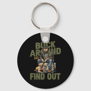 Buck Around And Find Out Funny Trump Camo Hunting  Key Ring