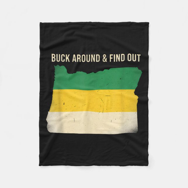 Buck Around Oregon Map Funny Wildlife Adventure Vi Fleece Blanket (Front)