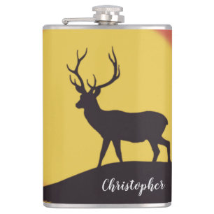 Buck at Sunset Hip Flask