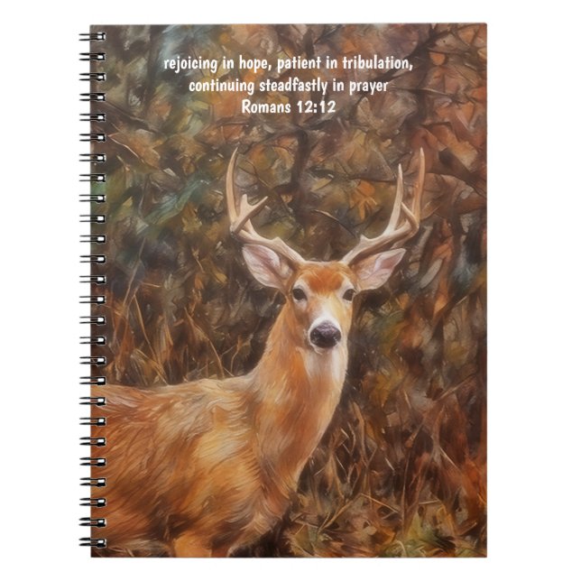 Buck Deer Art Bible Verse Prayer Journal Notebook (Front)