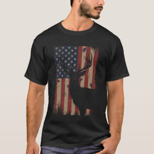 Buck Deer Camouflage USA Flag Deer Hunters T-Shirt