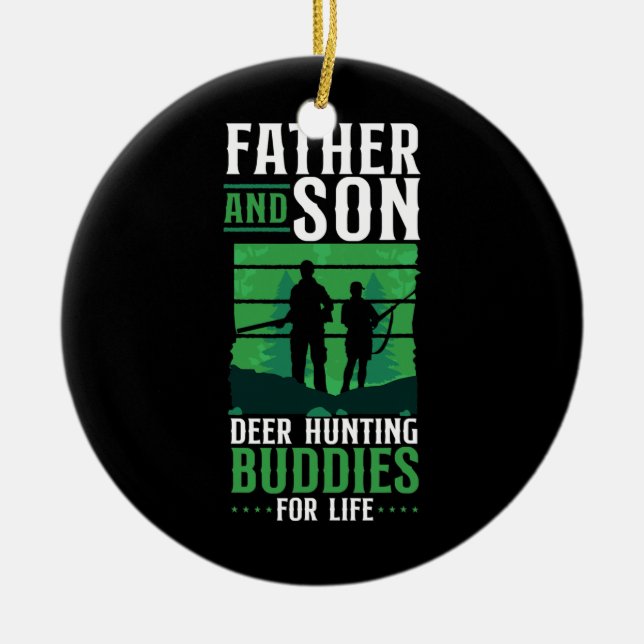 Buck Deer Hunting Hunter Father Dad Son Family Ceramic Tree Decoration (Front)