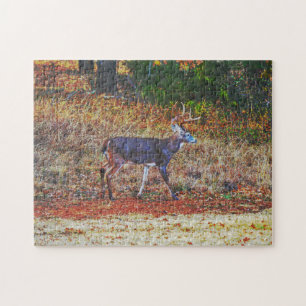 Buck Deer in a Meadow Art Puzzle