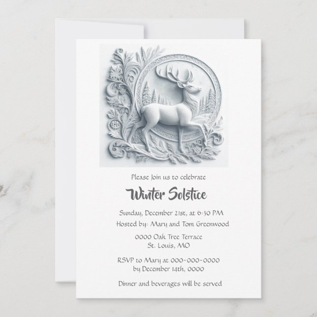 Buck Deer Winter Solstice Dinner  Invitation (Front)