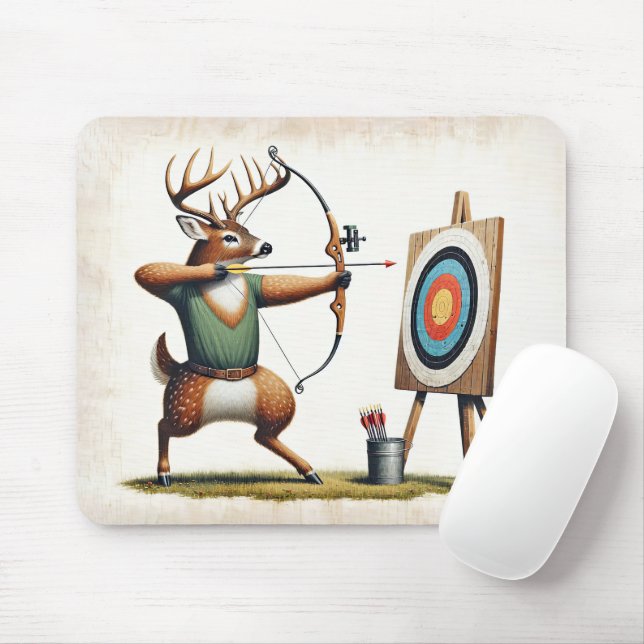 Buck Deer With Bow and Arrow Mouse Mat (With Mouse)