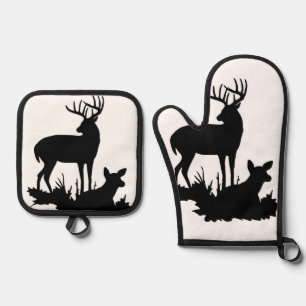 "Buck & Doe" Oven Mitt & Pot Holder Set