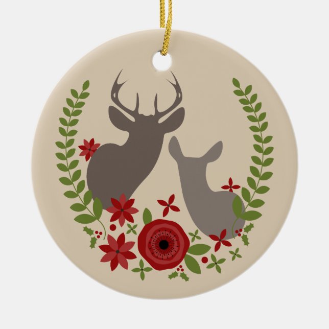Buck & Doe Personalised Christmas Ornament (Front)