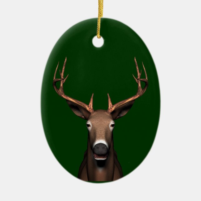 Buck Head Ceramic Tree Decoration (Front)