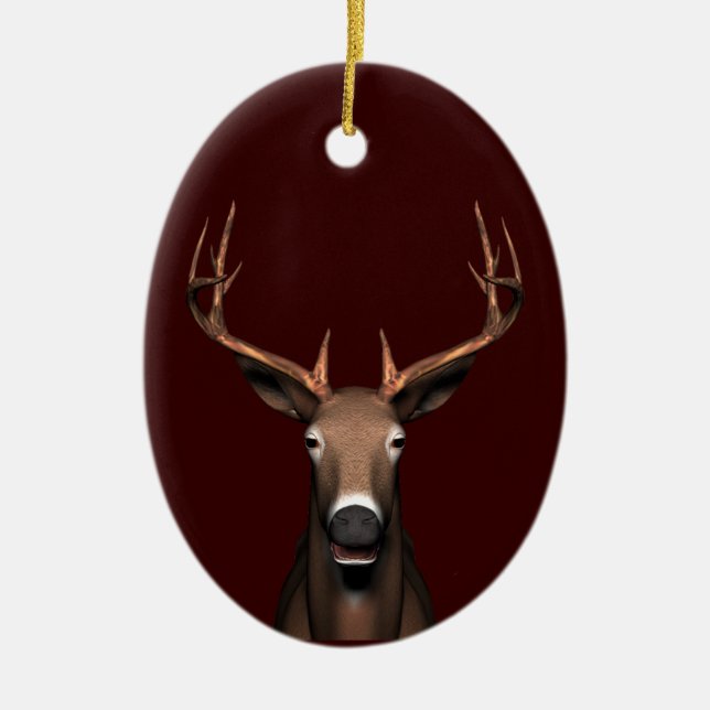 Buck Head Ceramic Tree Decoration (Front)