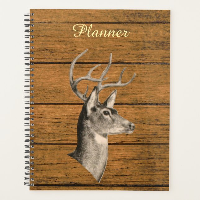 Buck Head On Wood Grain Planner (Front)