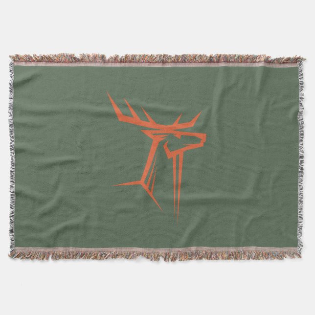 Buck Hunter Orange and Camo Green Blanket (Front)