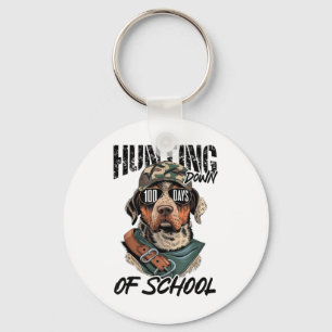 Buck Hunting Down 100 Days Of School Dog 100th Key Ring