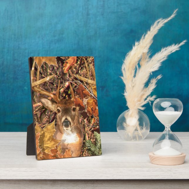 Buck in Camo White Tail Deer Plaque (Side)