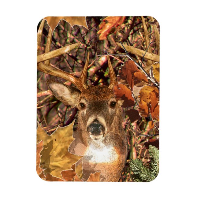 Buck in Fall Camo White Tail Deer Magnet (Vertical)