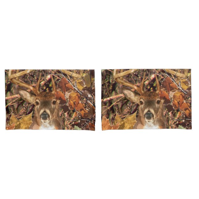 Buck in Fall Camo White Tail Deer Pillowcase (Front-Set)