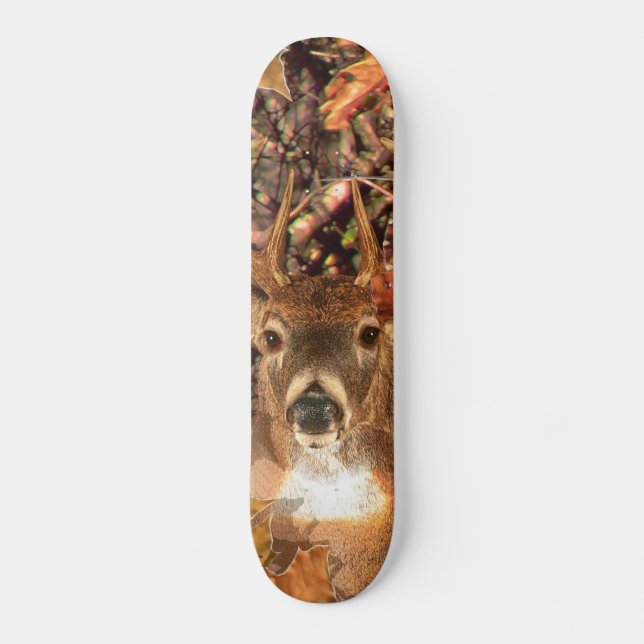 Buck in Fall Camo White Tail Deer Skateboard (Front)