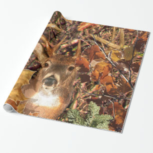 Buck in Fall Camo White Tail Deer Wrapping Paper