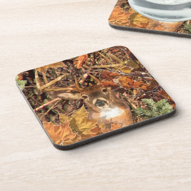 Buck in Hunter Camo White Tail Deer Coaster (Left Side)