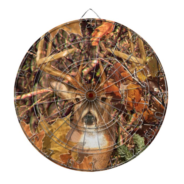Buck in Hunter Camo White Tail Deer Dartboard (Front)