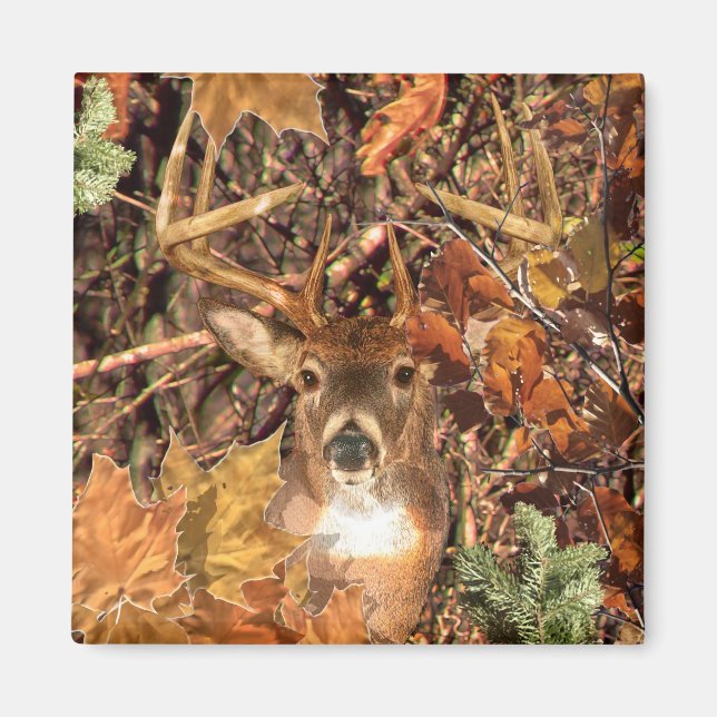 Buck in Hunter Camo White Tail Deer Magnet (Front)
