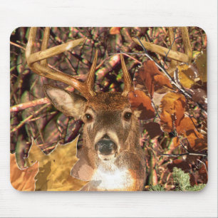 Buck in Hunter Camo White Tail Deer Mouse Mat