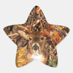 Buck in Hunter Camo White Tail Deer Star Sticker
