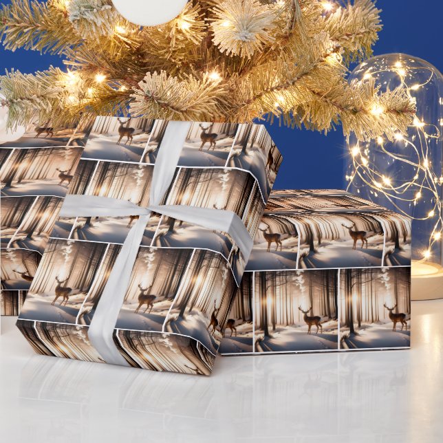 Buck In Winter Woods Wrapping Paper (Holidays)