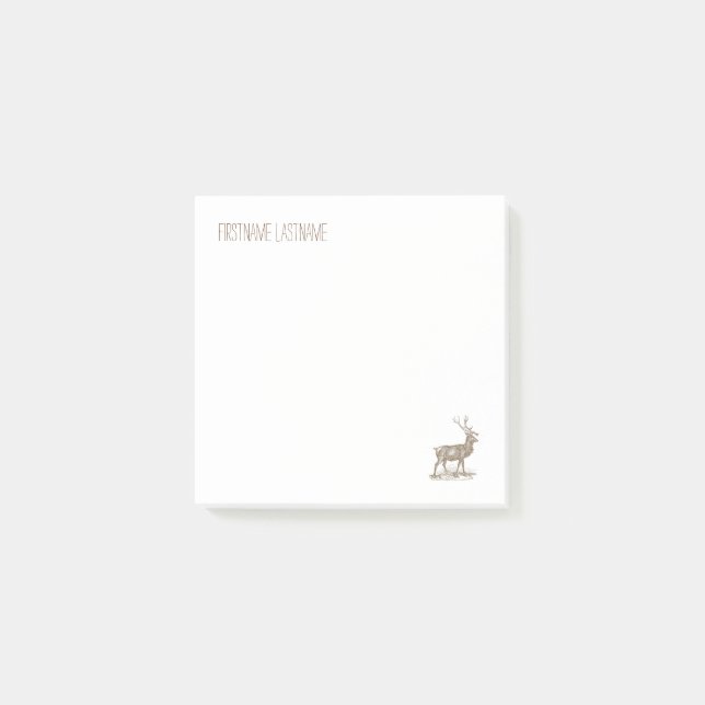 Buck Mule Deer Corner Letterpress Style Post-it Notes (Front)