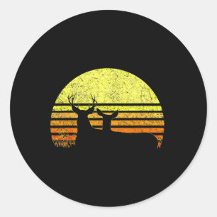 Buck Mule Deer Hunting Dad Vintage Retro Sun Bow H Classic Round Sticker