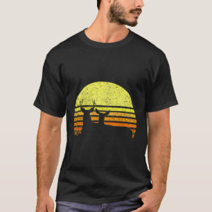 Buck Mule Deer Hunting Dad Vintage Retro Sun Bow H T-Shirt