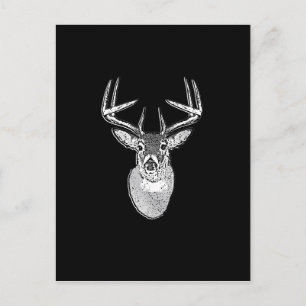 Buck on Black design White Tail Deer Postcard
