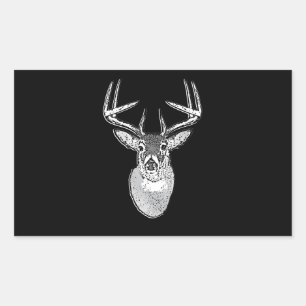 Buck on Black design White Tail Deer Rectangular Sticker
