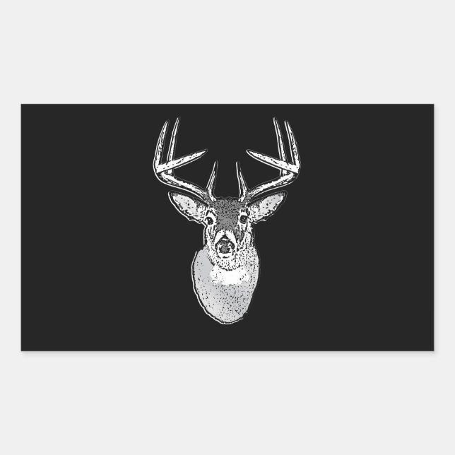 Buck on Black design White Tail Deer Rectangular Sticker (Front)